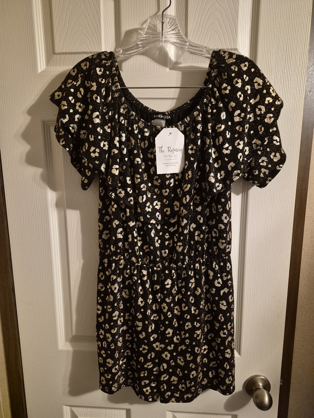 HEIMISH USA Black Jumpsuit with Gold Leopard Print